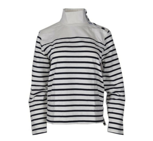 #167 NWT J. Crew XXS Striped Button-Shoulder Turtleneck