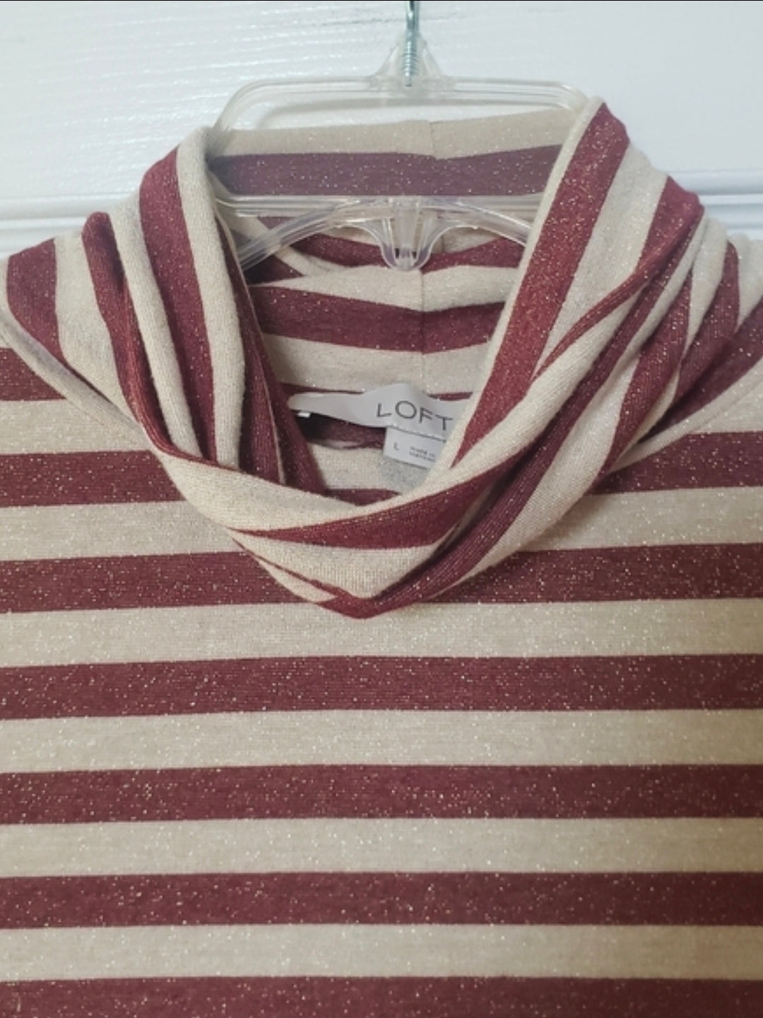 #167 Loft Metallic Striped Large Turtleneck Long Sleeve Top