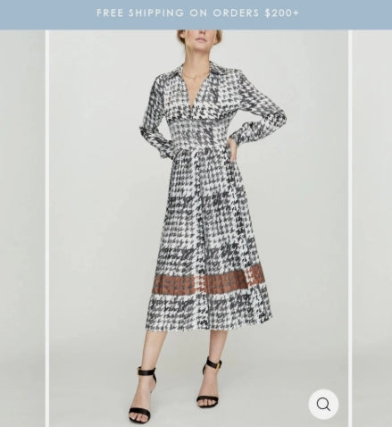 Seller 185:  Brochu Walker Women's Houndstooth Black/White Midi Pleated Dress Size XS Retail $598
