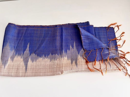 #176 - Silk scarf - blue/peach/orange