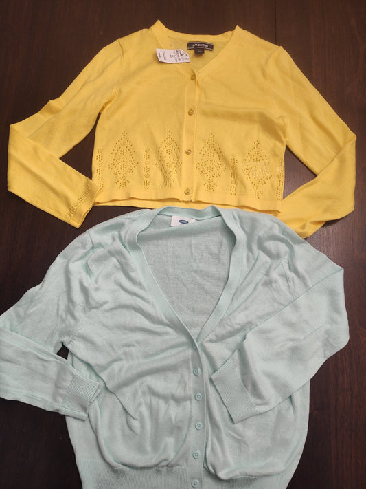 Seller 185:  Girls 10/12 Cardigans x 2 Lands End/Old Navy 1 NWT