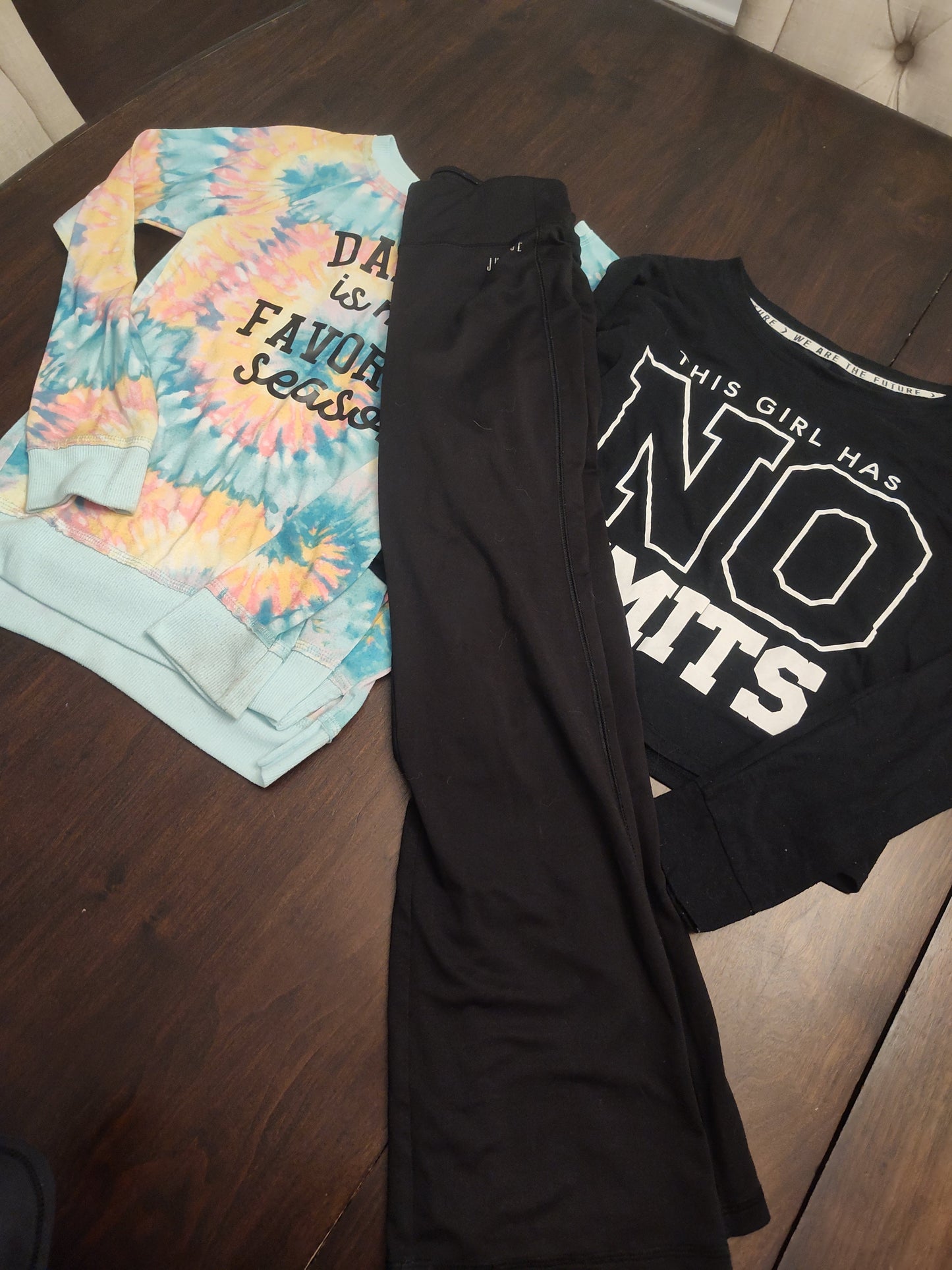 Seller 185:  Girls 10/12 Dance long sleeves with flare leggings Various Brands