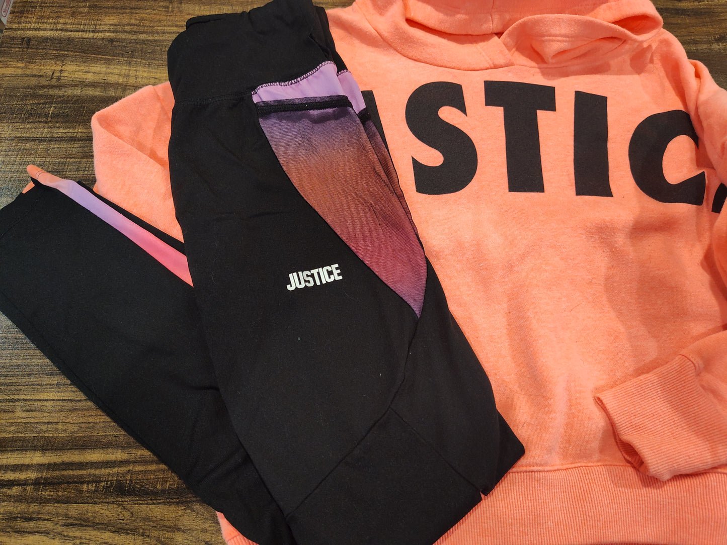 Seller 185:  Justice Girls size 12 (12/14) hoodie and athletic leggings