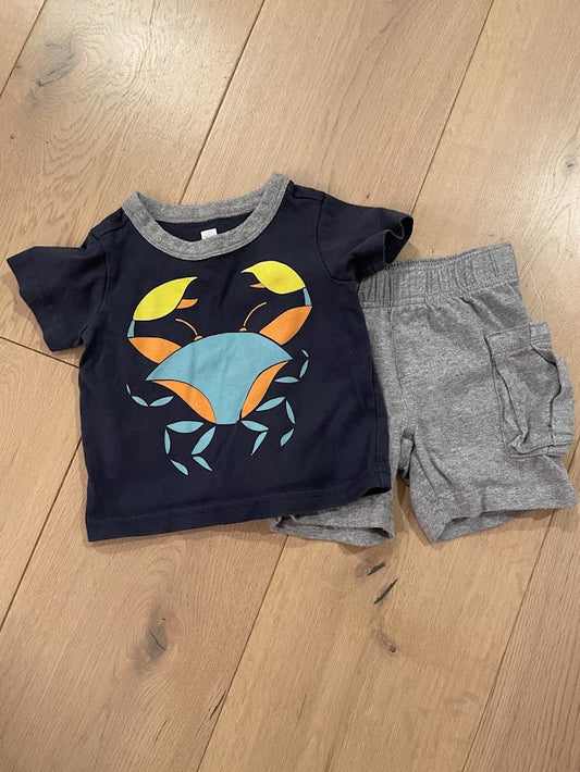 Boys 9M Tea Collection Crab T-Shirt and Shorts Set