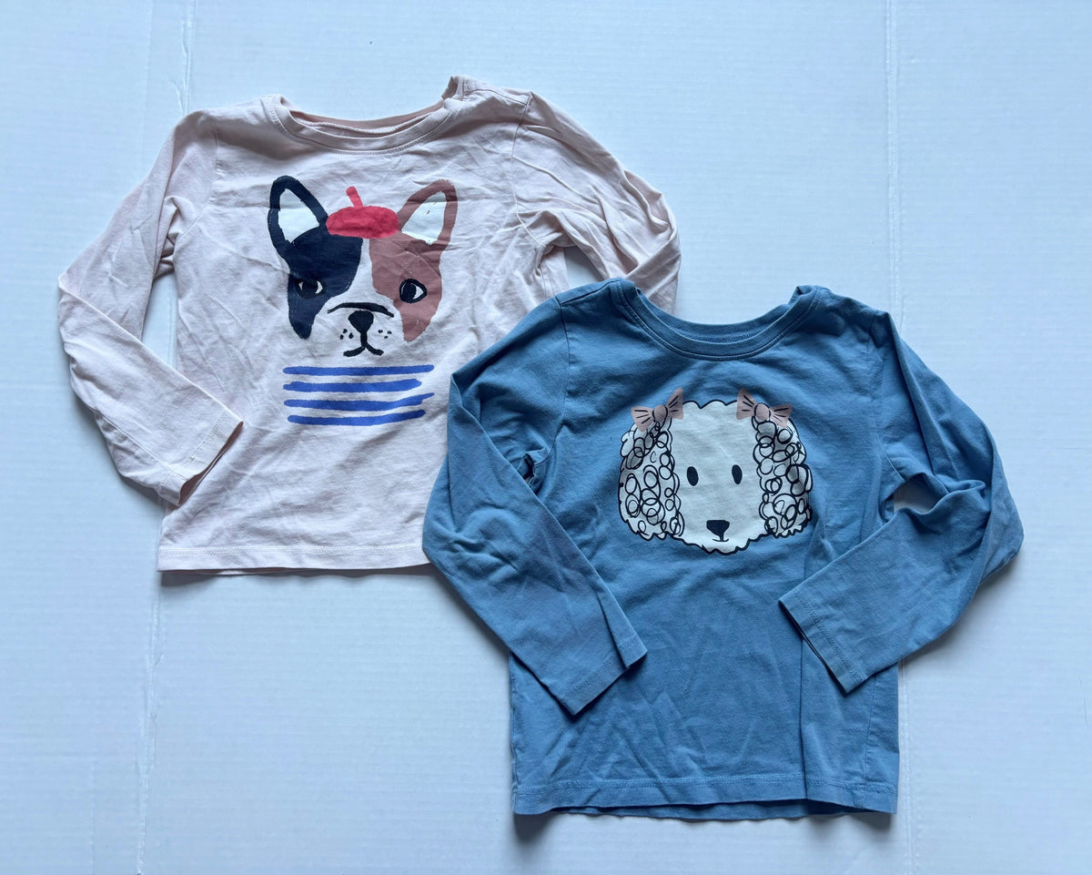 #154 Tea Collection Long Sleeve Tees Girls 4 VGUC