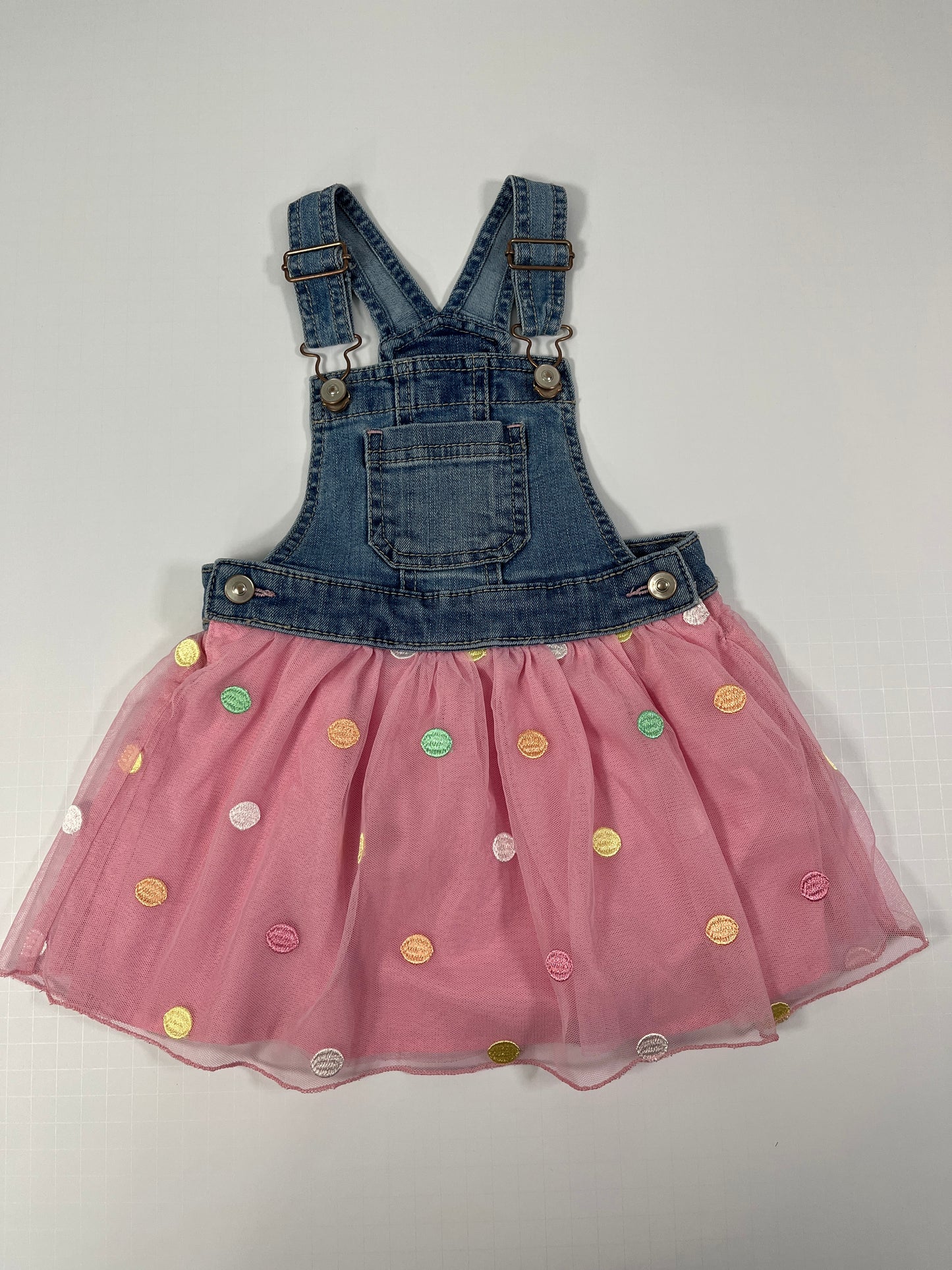 PPU 45242 2T girls Wonder Nation overall tulle tutu dress with polka dots