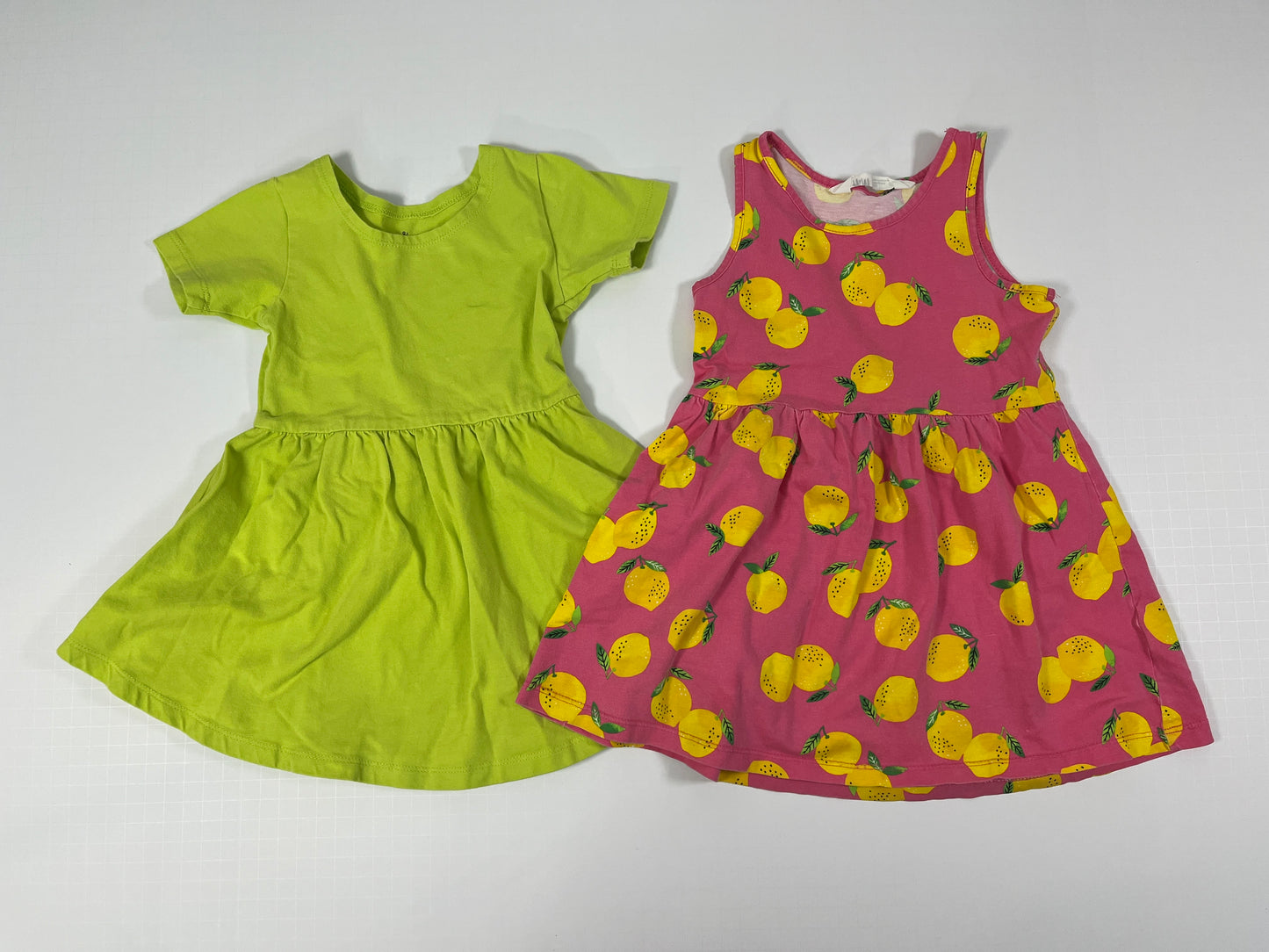 PPU 45242 2T girls mixed brand lime green and lemons dress bundle (2)