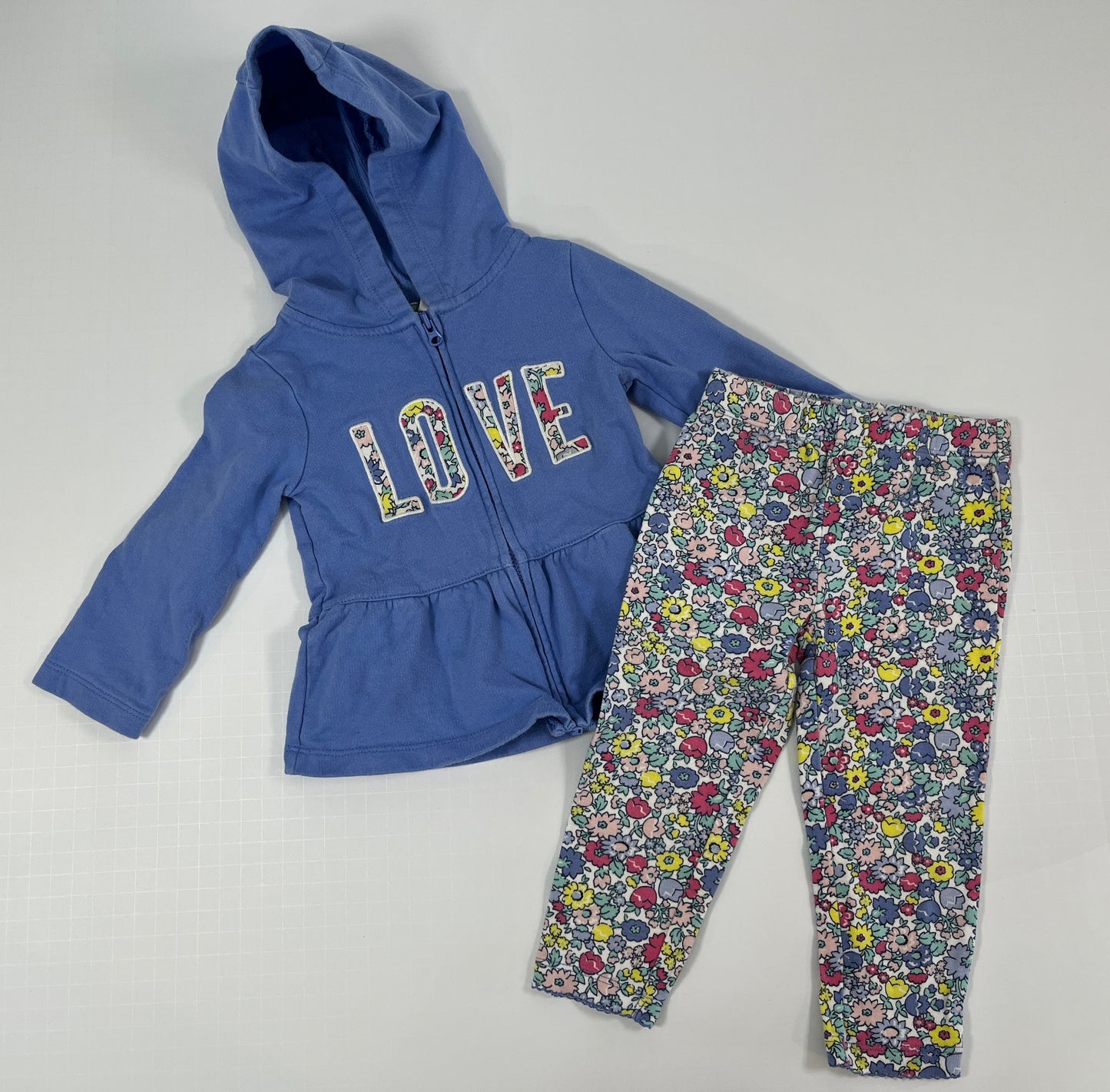 PPU 45242 18m girls Carters LOVE floral hooded jacket and pants