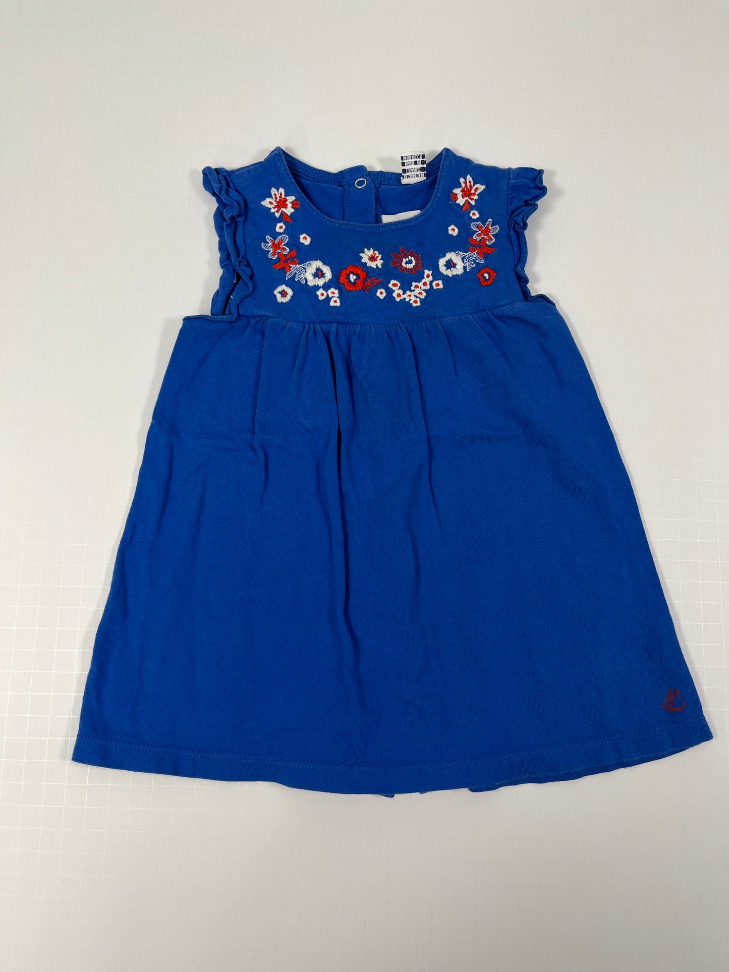 PPU 45242 18m girls Petit Batuea blue embroidered floral dress