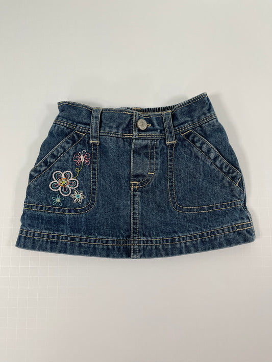 PPU 45242 2T girls Osh Kosh embroidered jean skirt with built in shorts