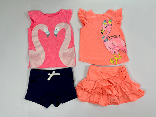 PPU 45242 3T girls mixed brand flamingo bundle (shorts and skort set)