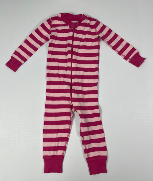 PPU 45242 3T girls Hanna Andersson pink striped zipper sleeper