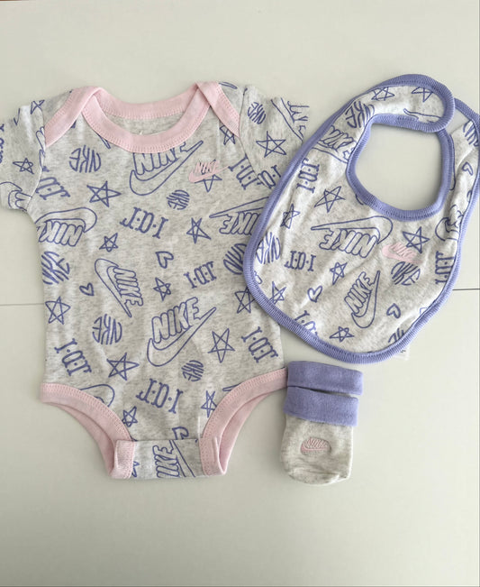Nike | Outfit | Girls | Grey & Purple & Pink | 0-6 months