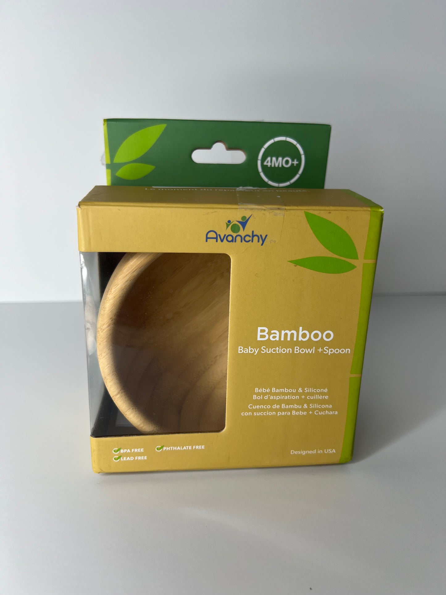 Avanchy Bamboo Suction Baby Bowl + Spoon- New