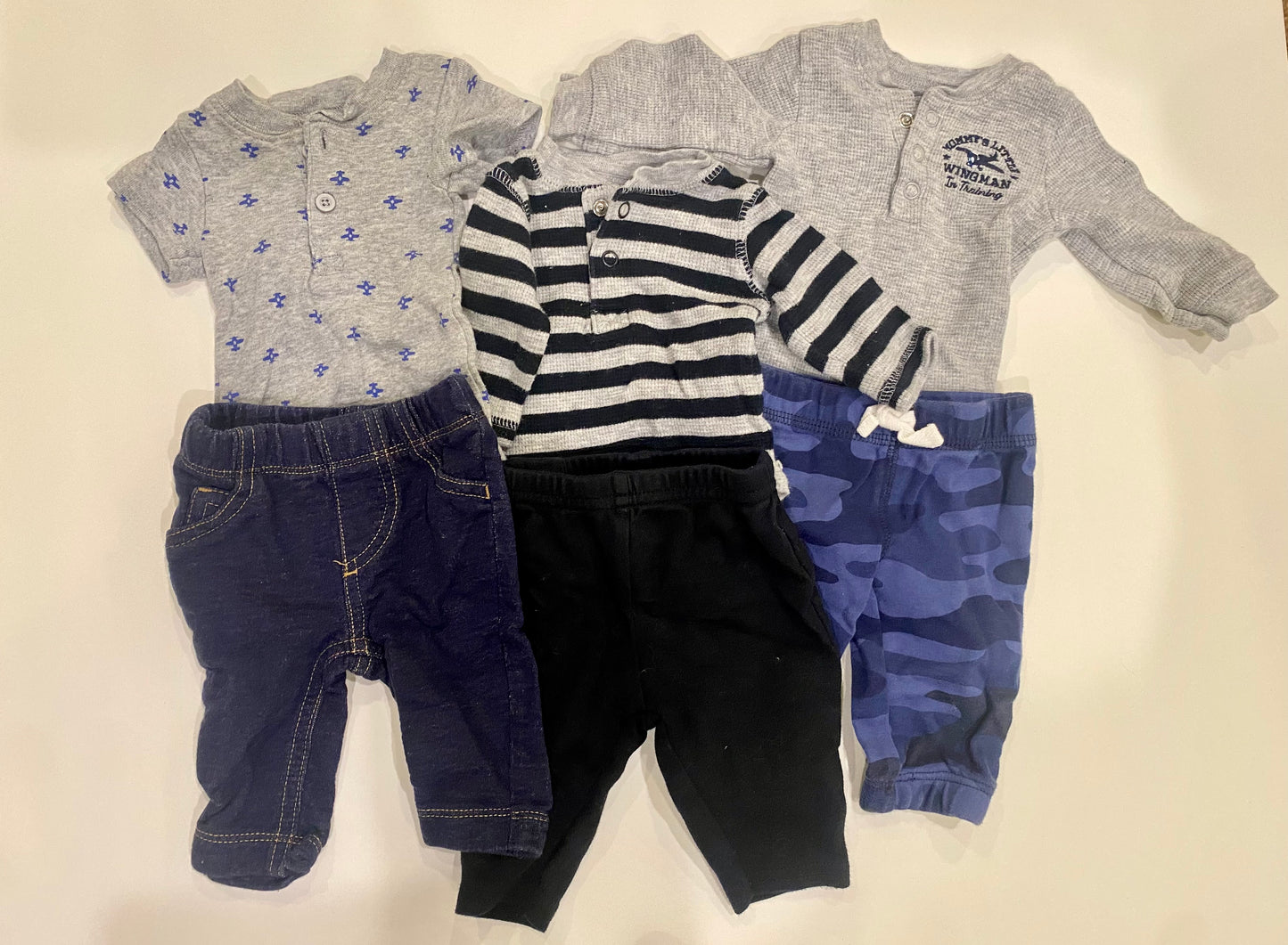 #86A Boys newborn nb outfits, airplane, carters