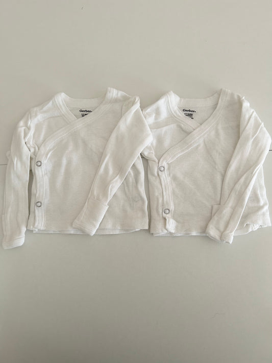 Gerber | Long Sleeve Side Snap Shirt Bundle | Gender Neutral | White | 0-3 months