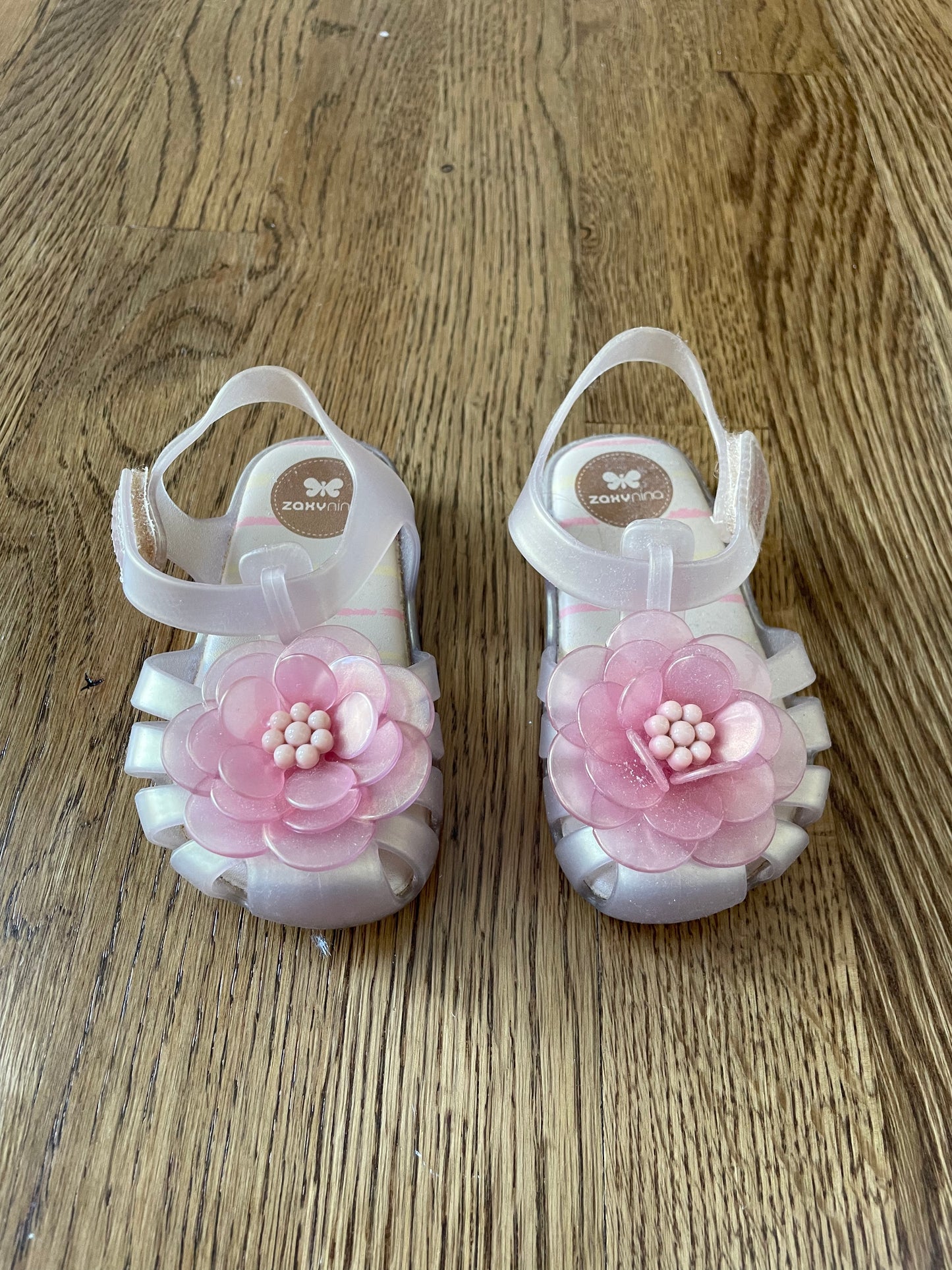 Zaxy Girls Pink/Flower Mary Jane Jelly Shoe size 7T