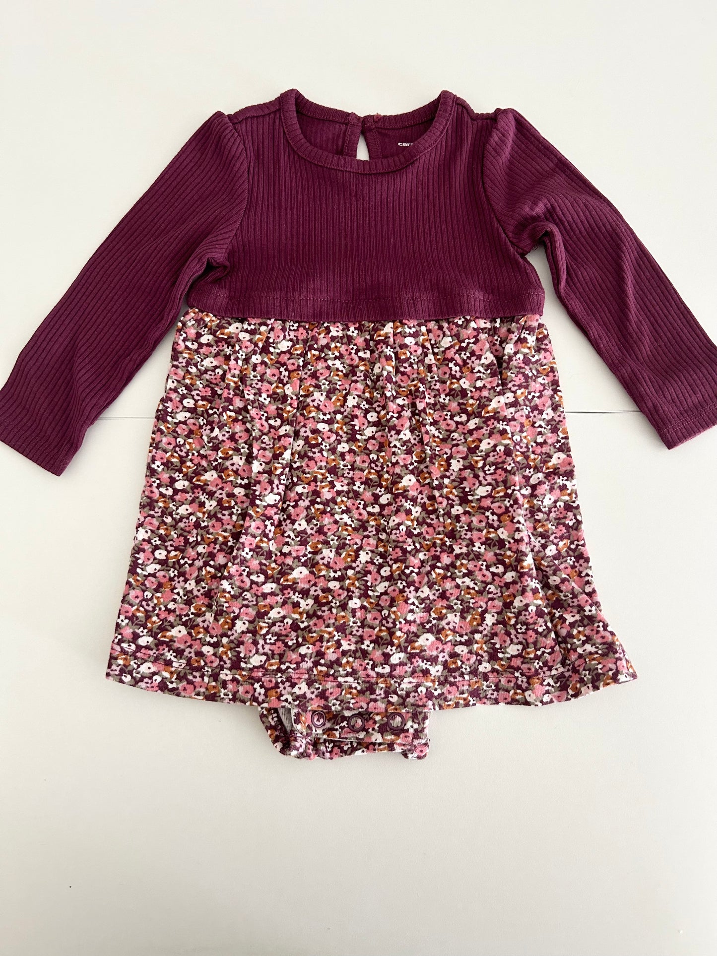 Carter's | Onesie Flower Dress | Girls | Purple & Pink | 6 months