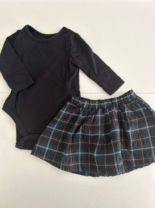 Old Navy | Outfit | Girls | Black & Green | 0-3 months