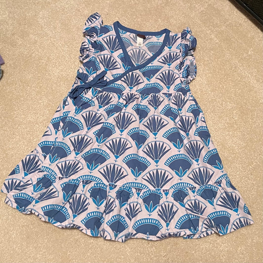 Tea Girls Blue Floral/Fan Print Dress 2T