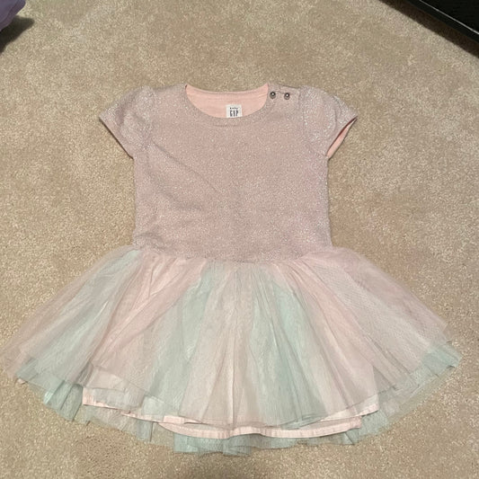 Baby Gap Girls 18-24M pink/blue shimmer tulle dress