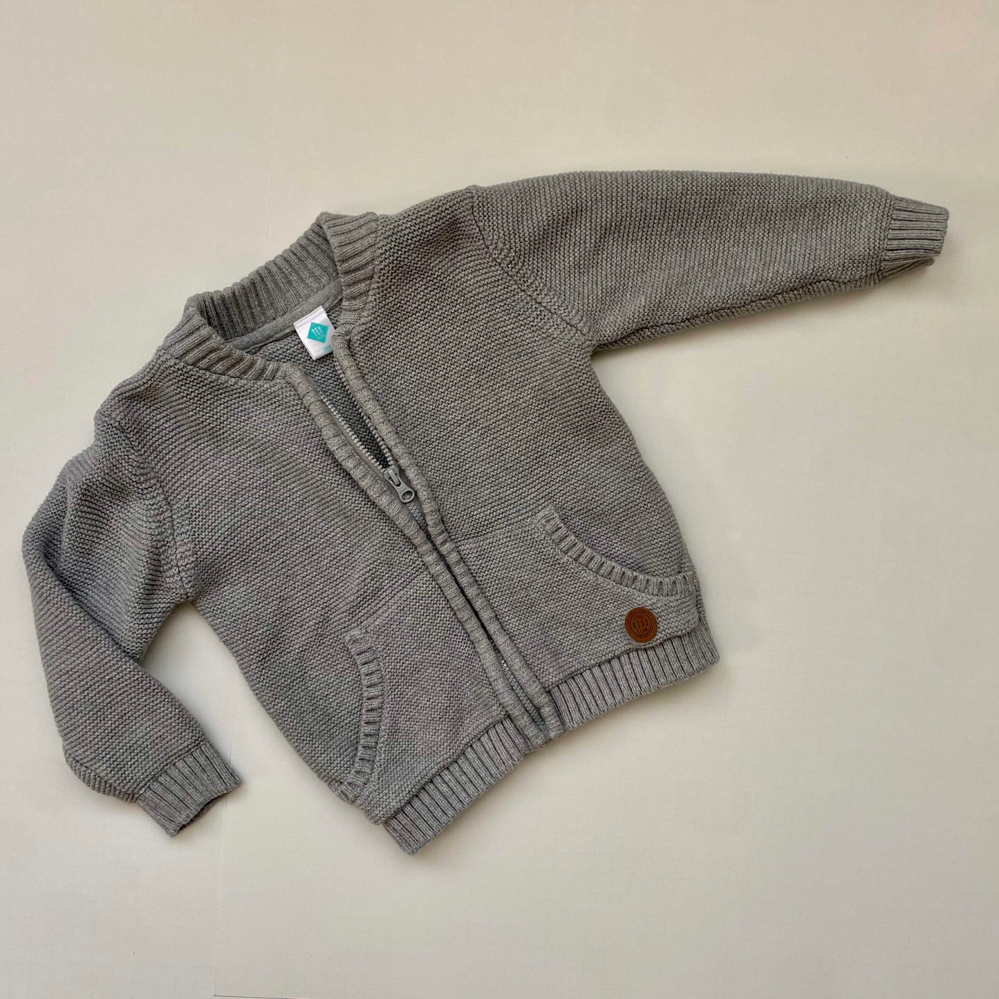 Tex zipped cardigan, knitted cotton, 18M