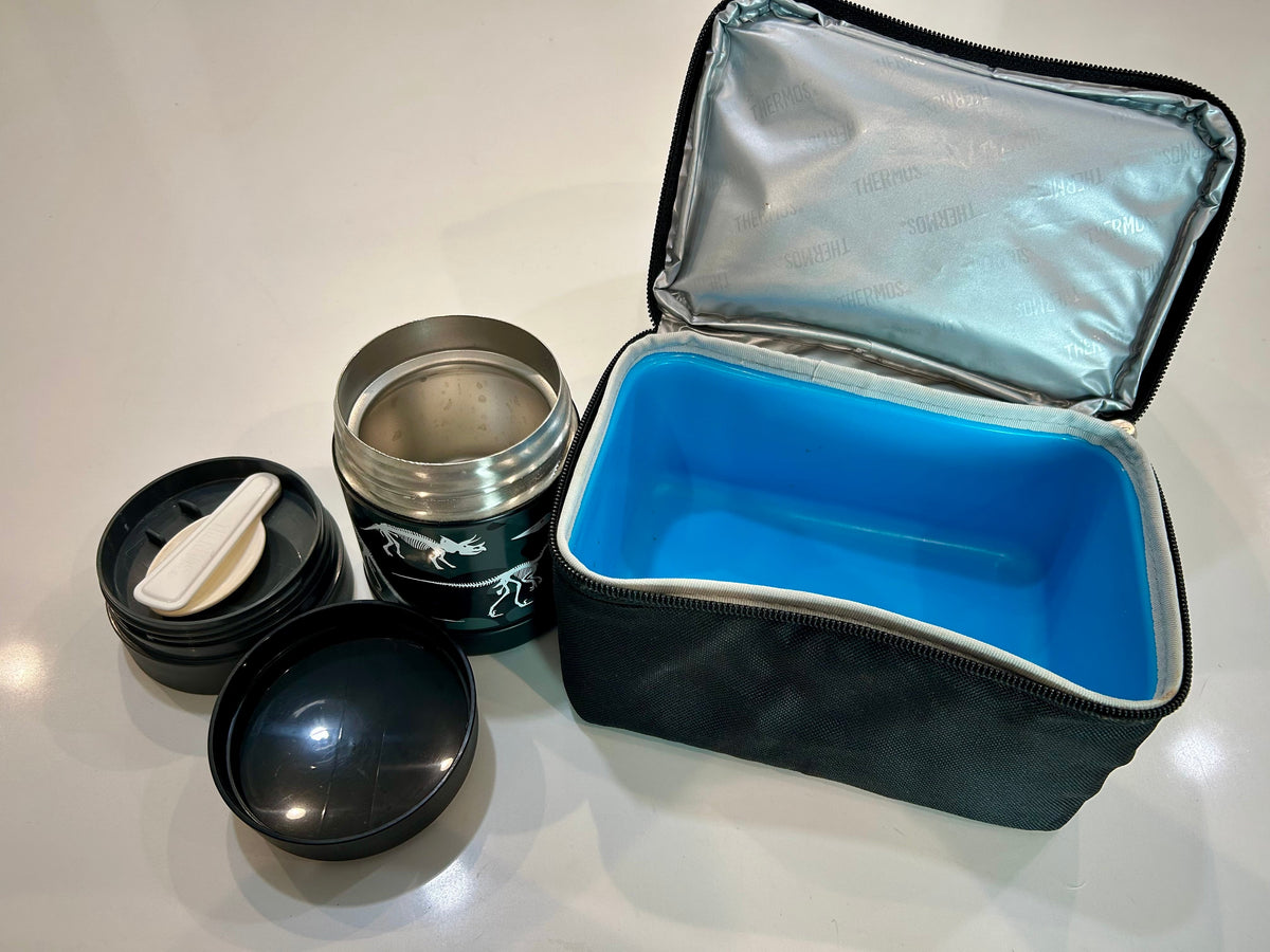 #32 Black and White Lunchbox + Ksids Thermos