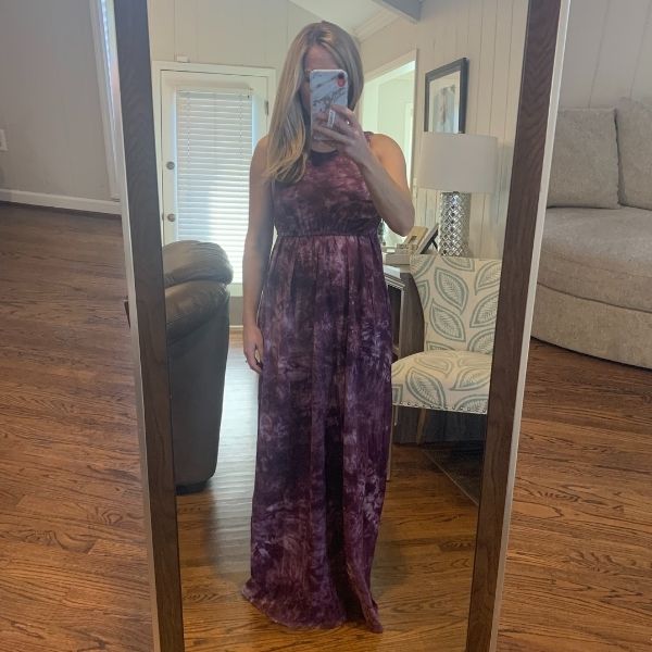 Seller 189 Women's XL Nursing Queen Purple Tie Dye Nursing Maxi Dress with Hidden Flap EUC