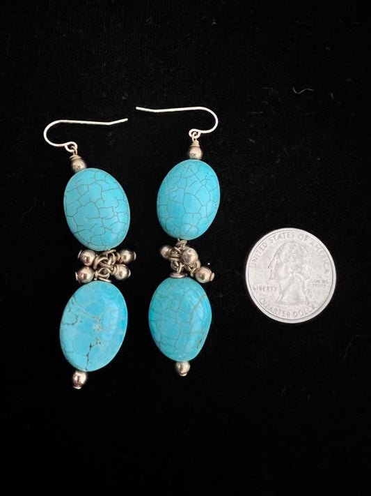 #176 - Boutique turquoise and gold earrings