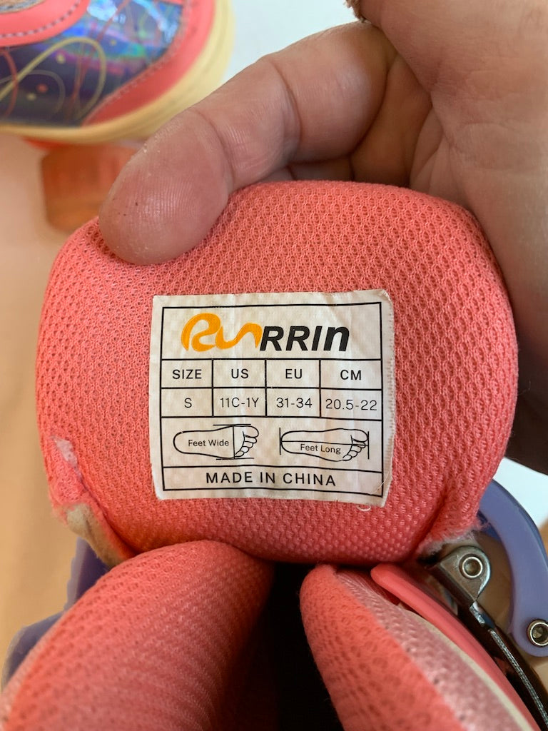 Seller #151 - REDUCED - Sports - Adjustable Size 11-1Y Roller Skates with Light Up Wheels in Peach / Purple