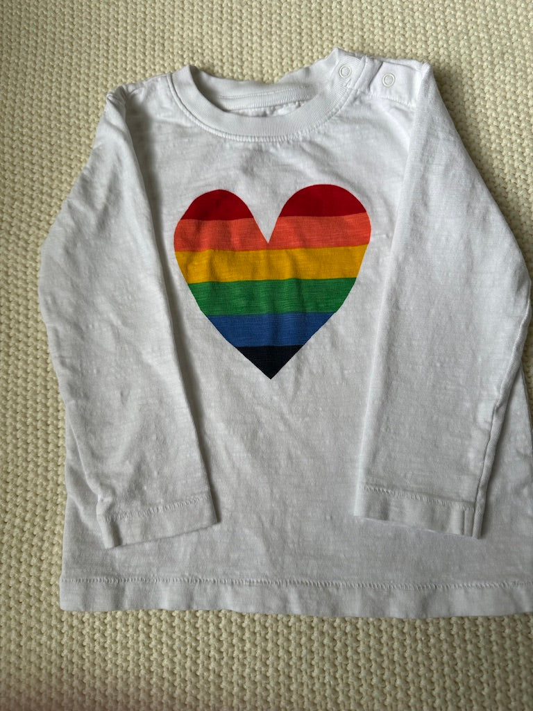 #146 Primary Rainbow Heart Shirt Girls 18-24M