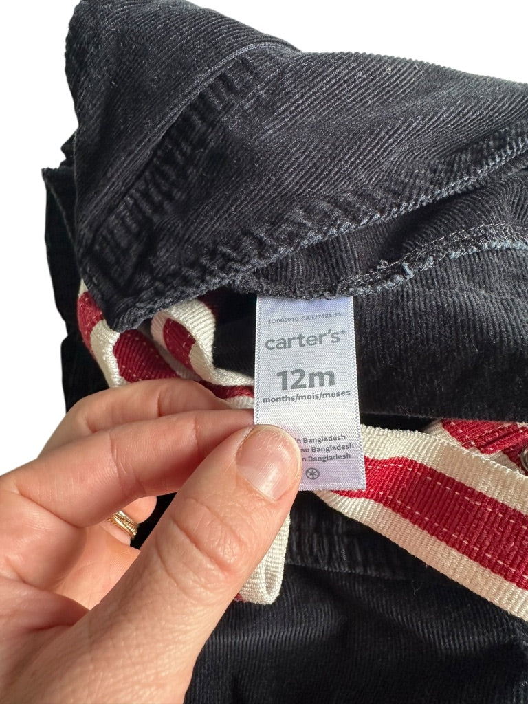 #146 Carter's Navy Corduroy Overall Canvas Straps Boys 12M