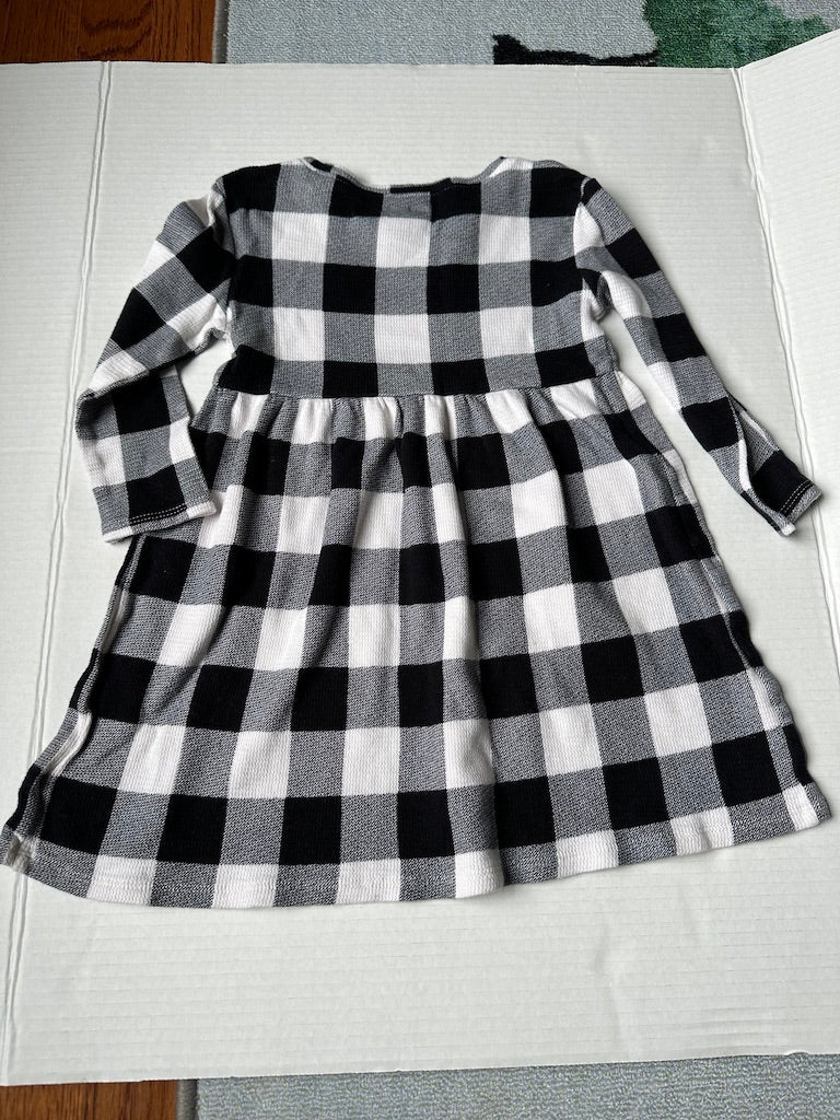 #146 Old Navy Black White Plaid Checkered Dress Girls 4T
