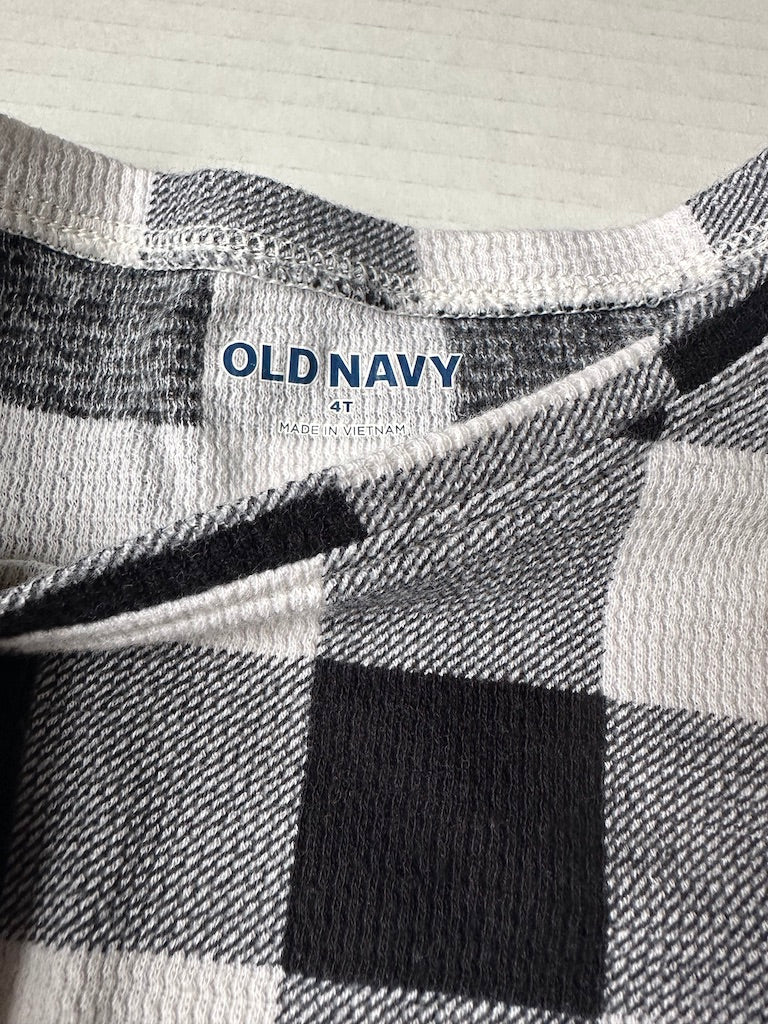 #146 Old Navy Black White Plaid Checkered Dress Girls 4T