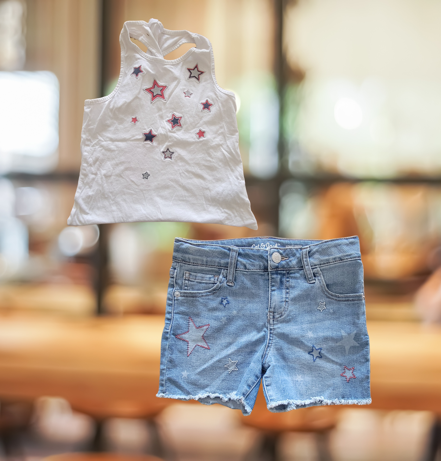 #59 Gap & Cat & Jack 4th of July Stars Outfit Girls Size 8
