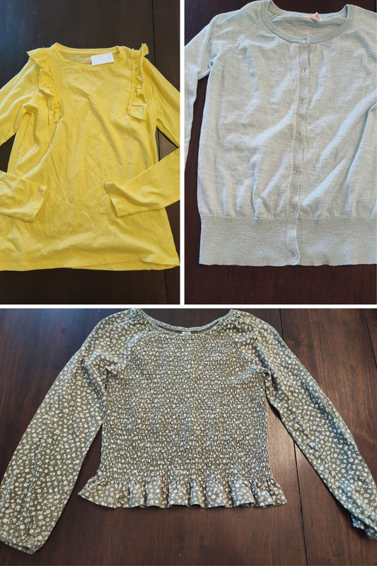 Seller 185:  Girls size 14/16 tops x3 (New Land's End, Old Navy, Cat n Jack)