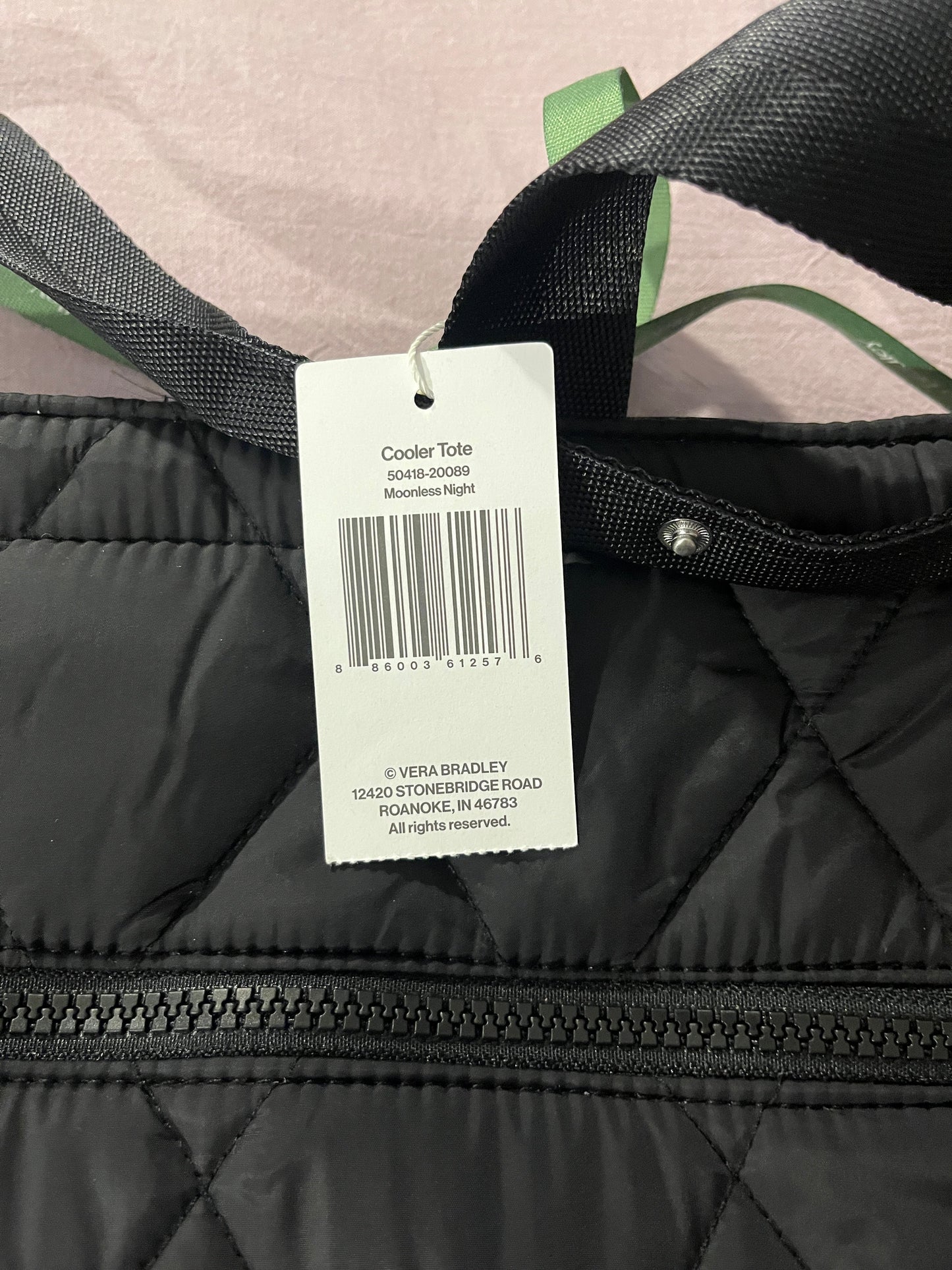 #211 REDUCED Vera Bradley Large  Black Quilted Insulated Tote NWT