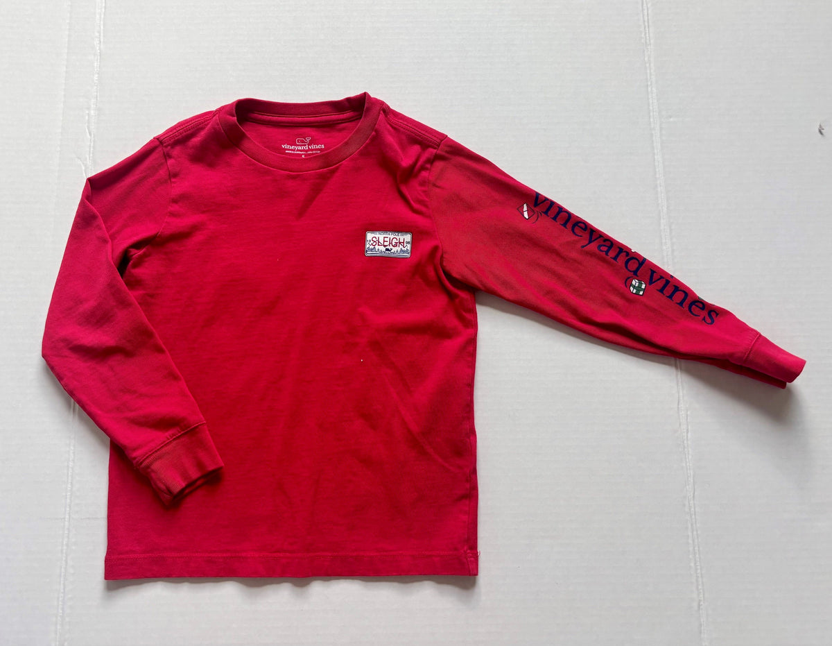 #154 Vineyard Vines Holiday Tee Boys 5 EUC