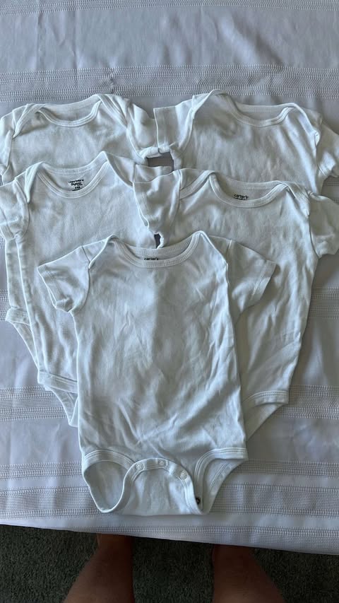 #29 boys/girls 6mo white onesies set of 5 EUC