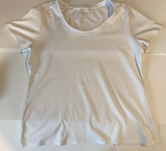 Boden Essential Short Sleeve Scoop Neck White Cotton T-Shirt