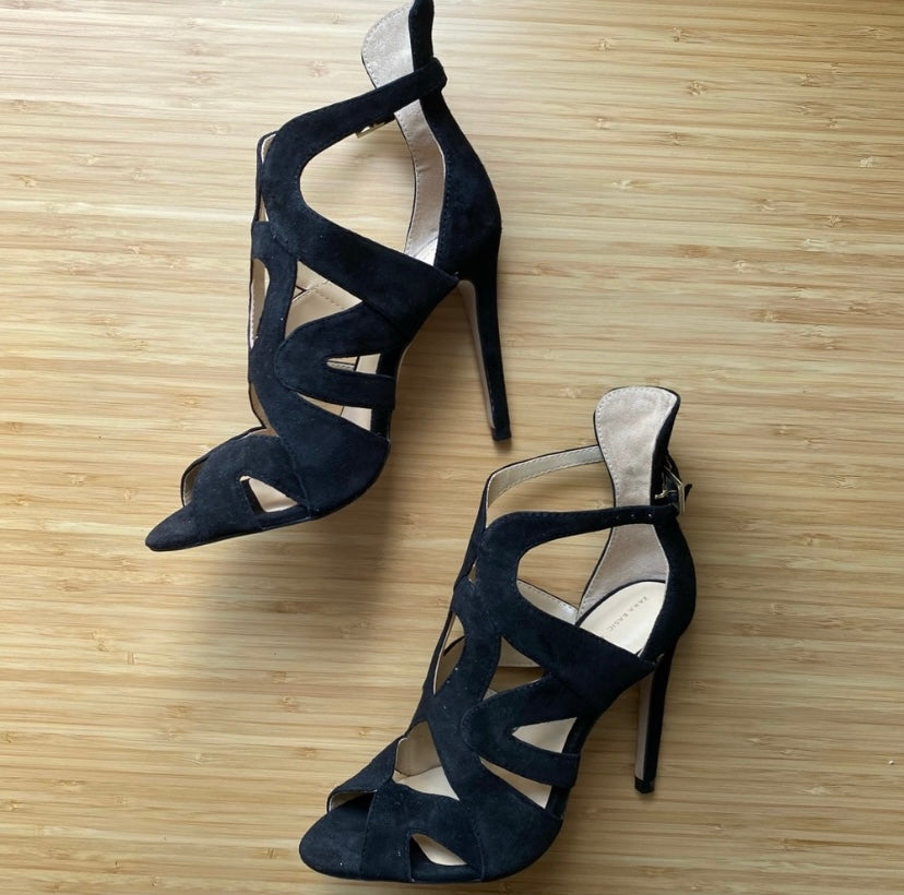 #95B EUC Zara strappy suede high heel sandals, Women's size 6.5 (fits 6.5-7)